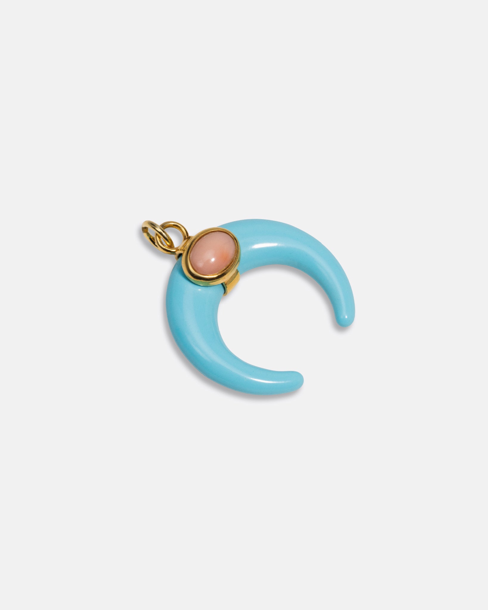 "Luna 03 — Pendente Luna in Argento 925 Placcato Oro 18K con Cabochon"