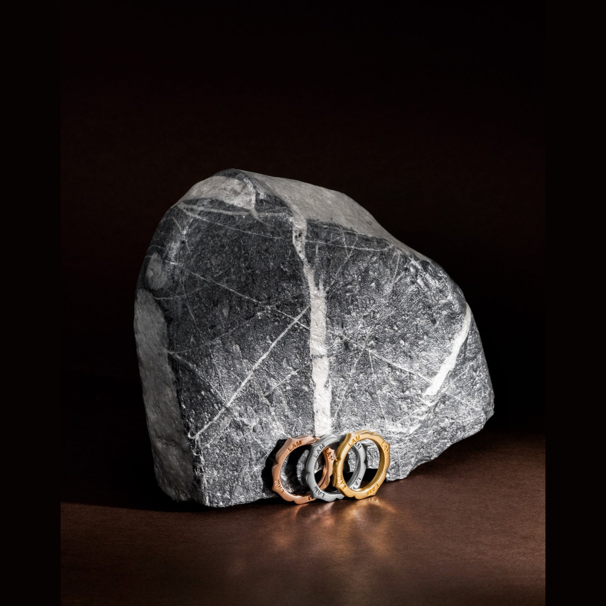 "Terra Ring — Anello in Argento 925 con Mantra LAM · Collezione Roots"